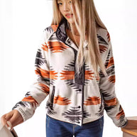 Damen bequemes Fleece-Jacke mit modischem Muster und praktischen Taschen WW