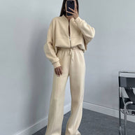 Damen Sportliche Oversize Trainingsjacke und Hose Set WW