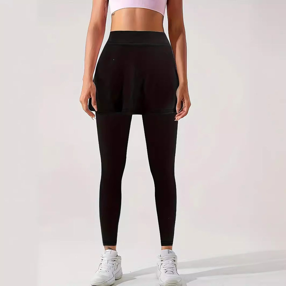Damen Sportliche Leggings mit integriertem Rock WW