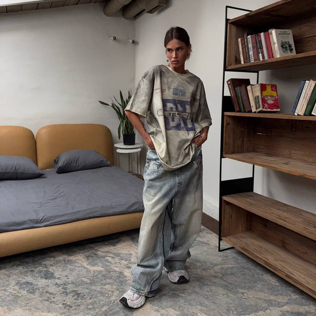 Damen Baggy Jeans mit innovativem Kordelzug WW