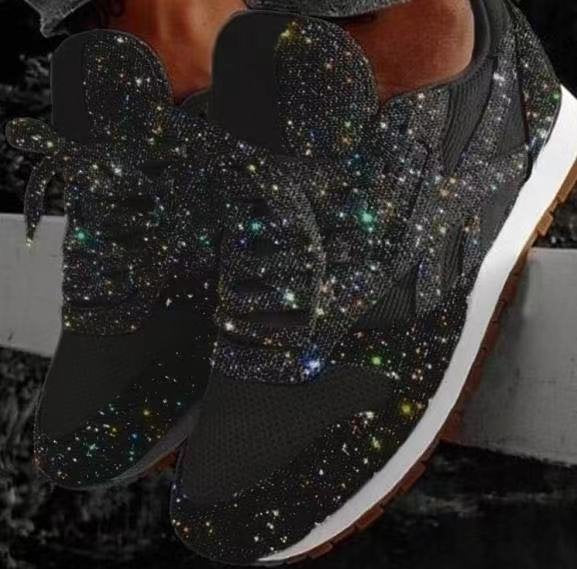 Damen Sneaker mit glitzerndem Strassdesign und atmungsaktiver Obermaterialstruktur WW