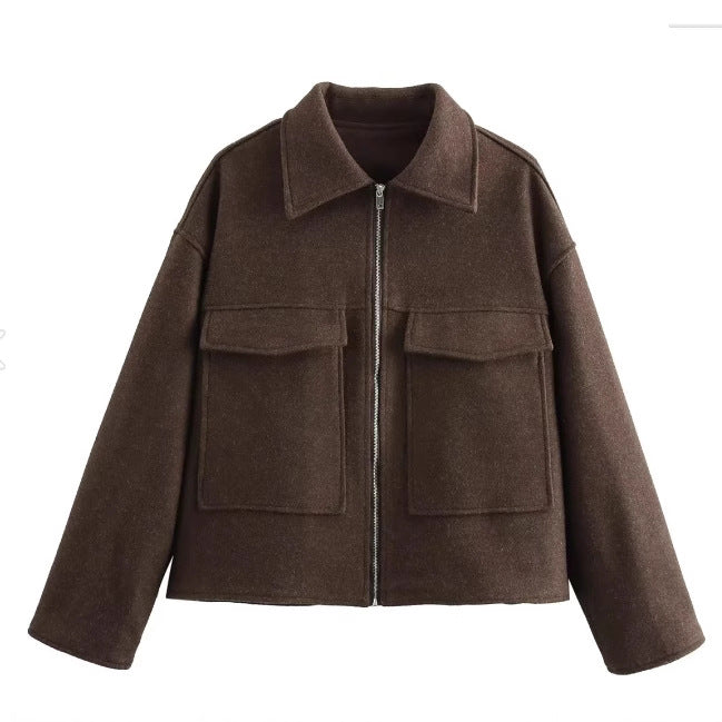 Damen zeitlose Fleecejacke mit aufgesetzten Taschen und modernem Schnitt W&W Mode