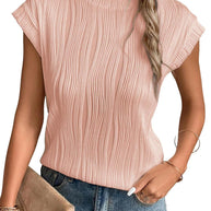 WW | Einfarbiges Rundhalsausschnitt Loose Kurzarm T-Shirt Top