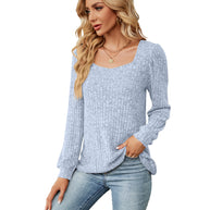Damen bequemer Pullover mit strukturiertem Feinstrick und weitem Ausschnitt WW