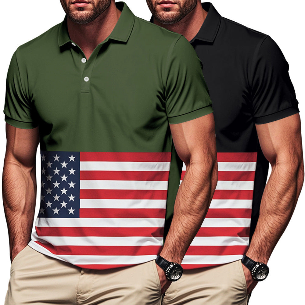 Herren Poloshirt mit Flaggenmuster WW