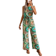 Damen lässiger Jumpsuit mit auffälligem Musterdetail und elastischem Bund WW