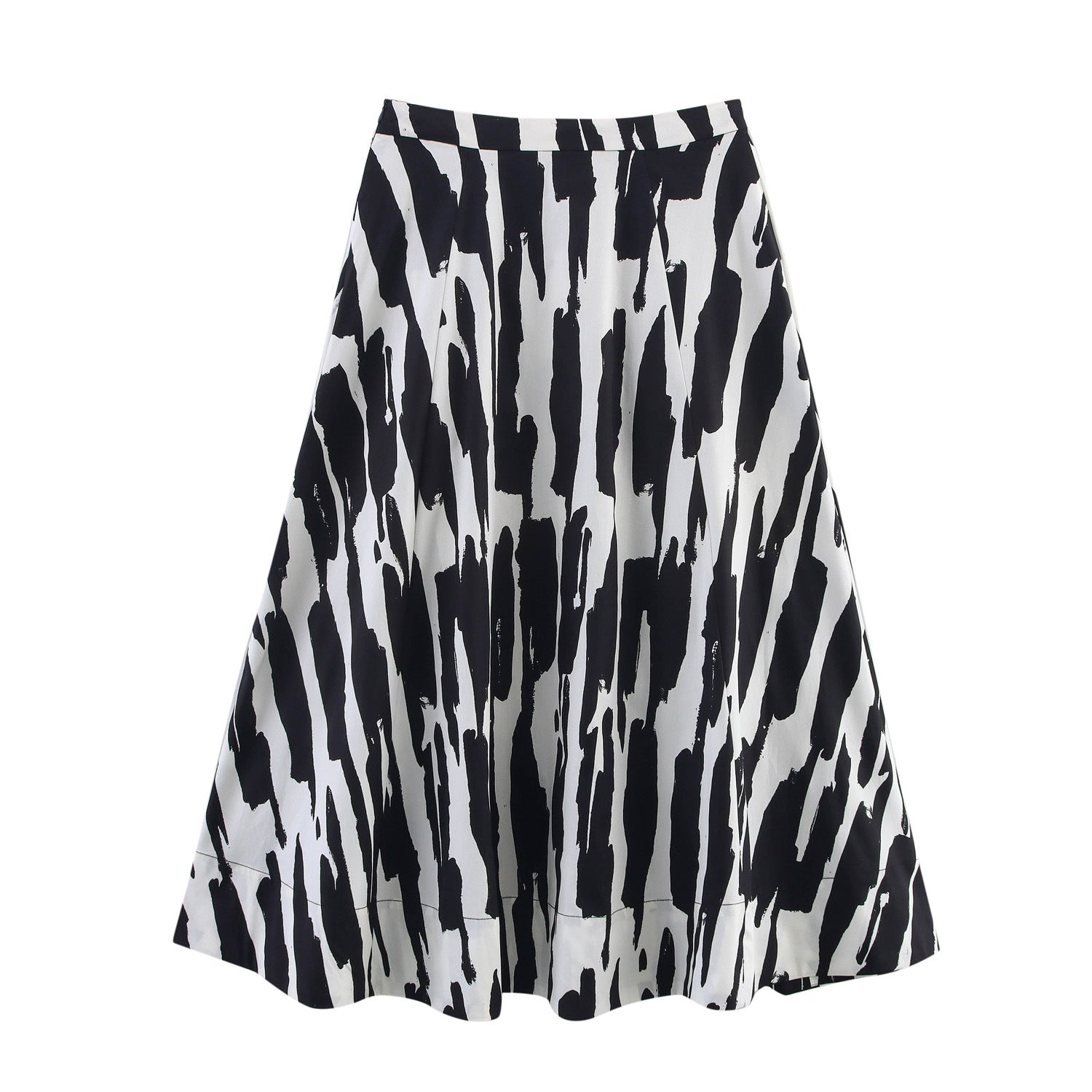 Damen A-Linie Midi-Rock mit stylischem abstraktem Druck WW