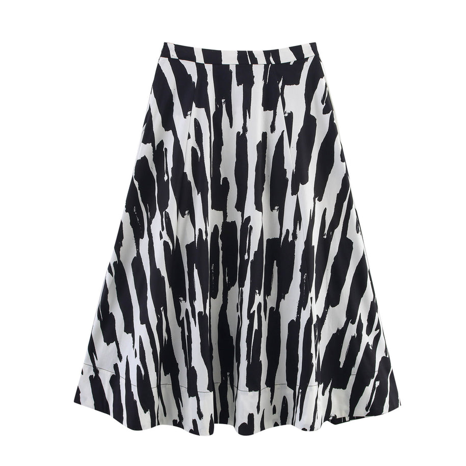 Damen A-Linie Midi-Rock mit stylischem abstraktem Druck WW