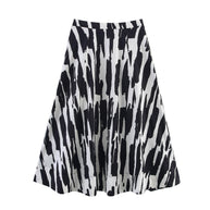Damen A-Linie Midi-Rock mit stylischem abstraktem Druck WW
