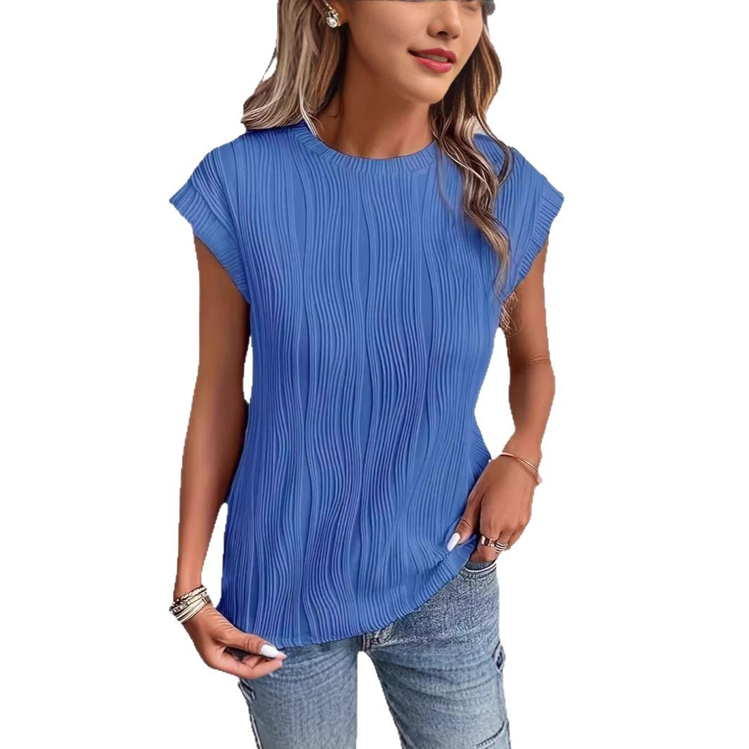 Damen lässiges Plissee-Shirt mit modischem Schnitt und legerem Look WW