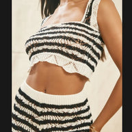 Damen Strick-Crop-Top mit passendem Shorts-Set WW