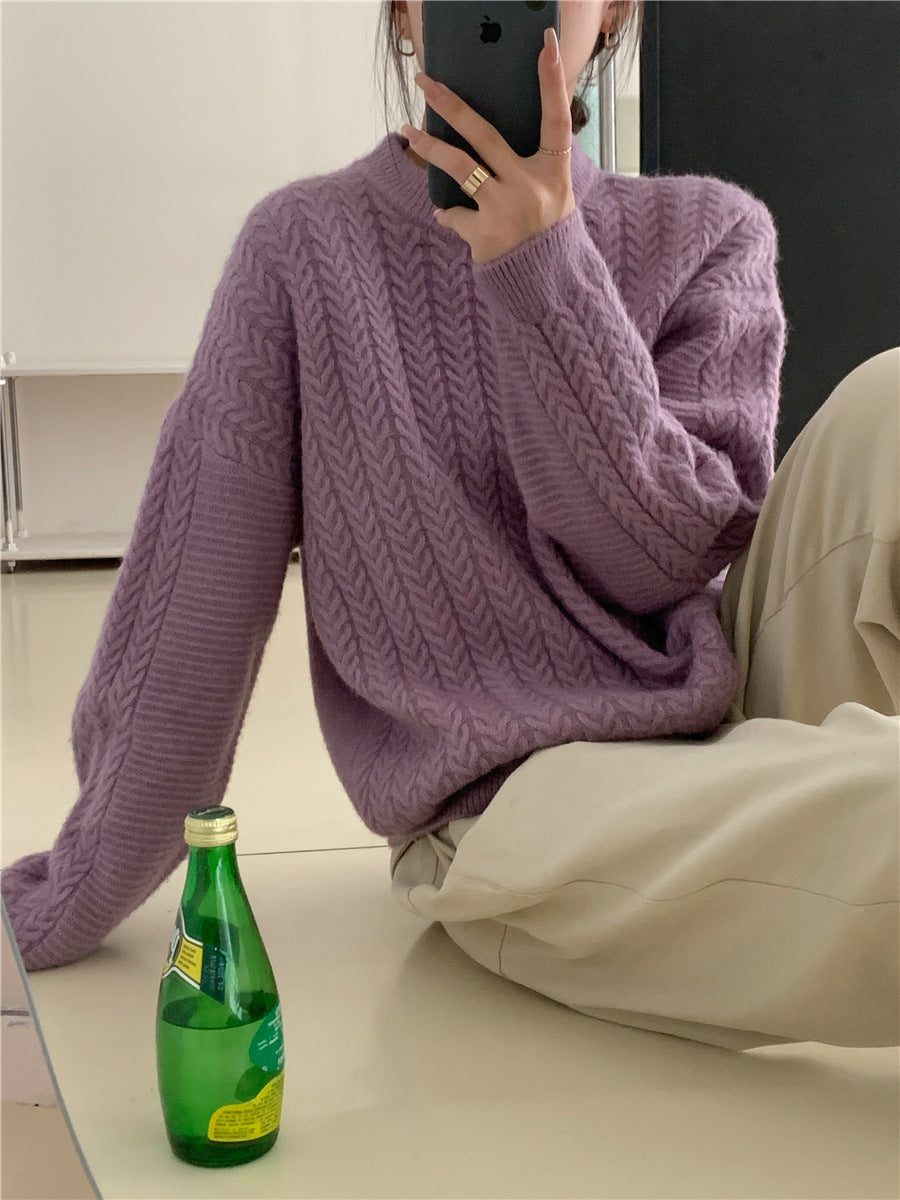 Damen Strickpullover mit strukturierter Zopfmusterung und lässigem Schnitt WW