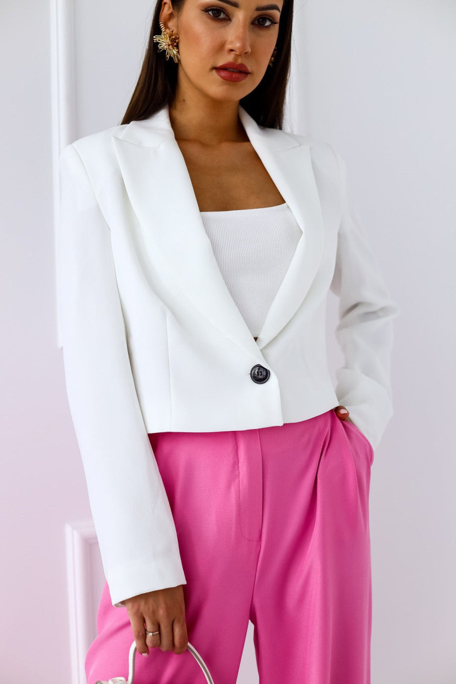 WW | Kurzer Blazer Doppelreiher Jacke mit Akzentknöpfen