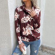Damen Bluse mit floralem Design und modernem Hoody-Ausschnitt WW