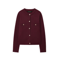 Damen Strickjacke mit elegantem Knopfdesign und praktischen Taschen WW
