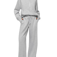Damen Sportliches Loungewear-Set mit hohem Kragen und weiten Beinen WW