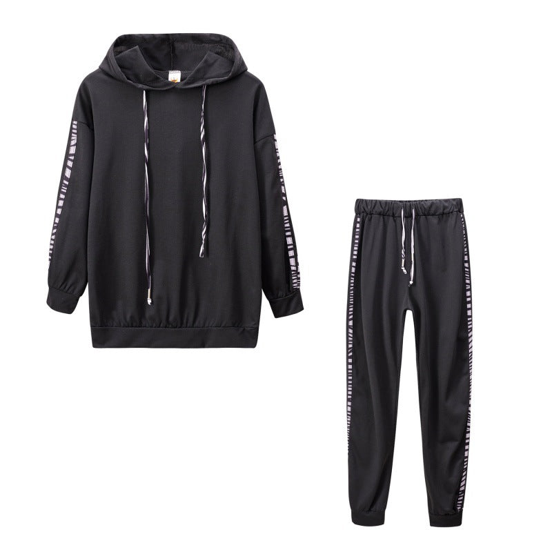 Damen Sportliches Loungewear-Set mit Kapuze und seitlichen Streifen WW