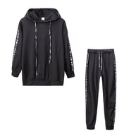 Damen Sportliches Loungewear-Set mit Kapuze und seitlichen Streifen WW