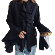 Damen Rüschenshirt mit weit ausgestellten Ärmeln WW