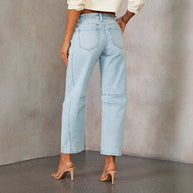 Damen weite High-Waist Jeans mit strukturiertem Design WW