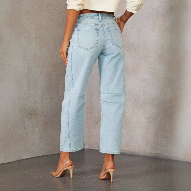 Damen weite High-Waist Jeans mit strukturiertem Design WW
