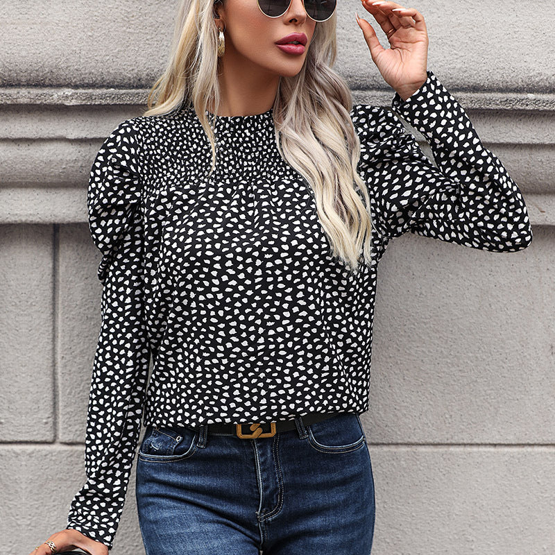 Damen Bluse mit Puffärmeln und modernem Herzmotiv WW