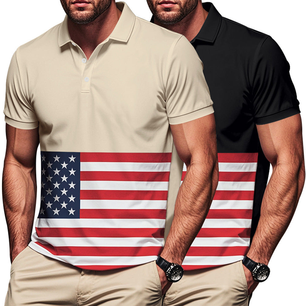 Herren Poloshirt mit Flaggenmuster WW