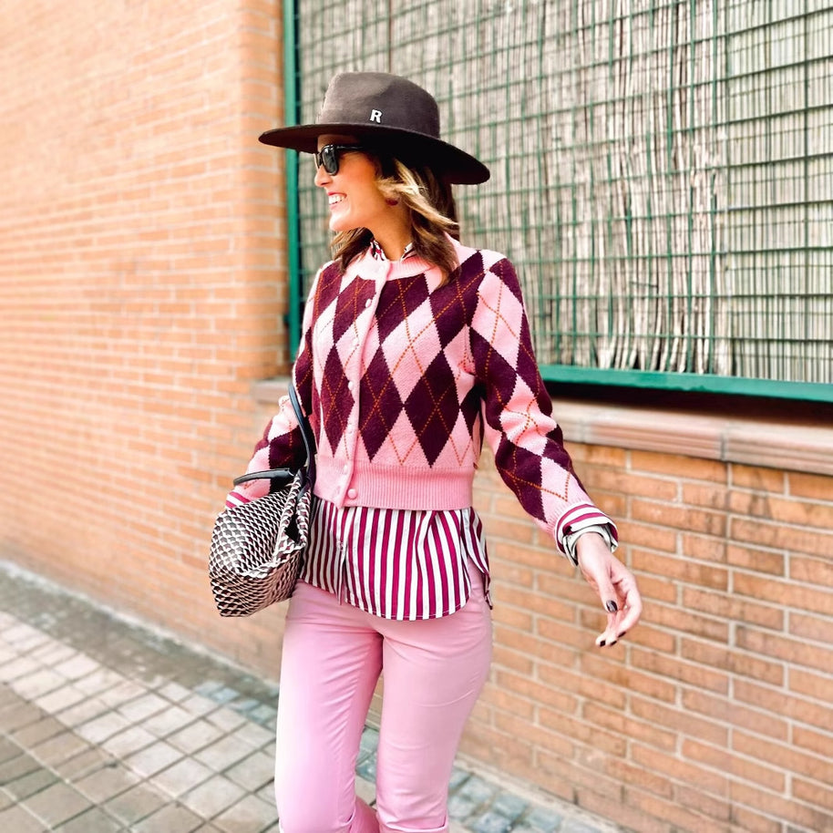 Damen Strickjacke im eleganten Argyle-Muster WW