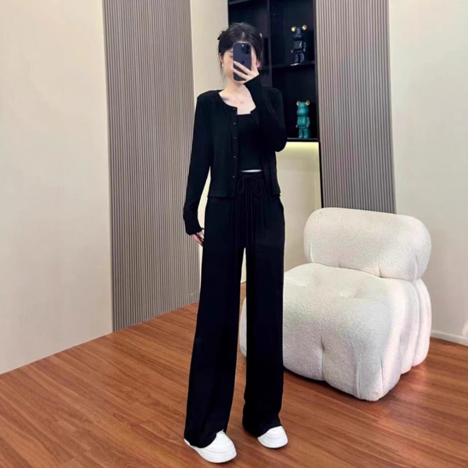 Damen Bequemes und lässiges Strick-Loungewear-Set WW