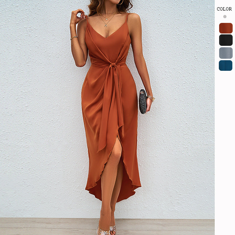 Damen Wickelkleid mit elegantem V-Ausschnitt und verspieltem Schlitz W&W Mode