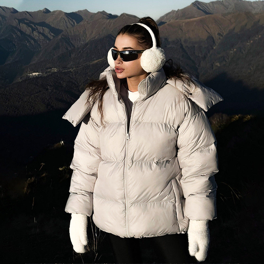 Damen Modische Steppjacke mit hochschließendem Kragen und voluminösen Ärmeln W&W Mode