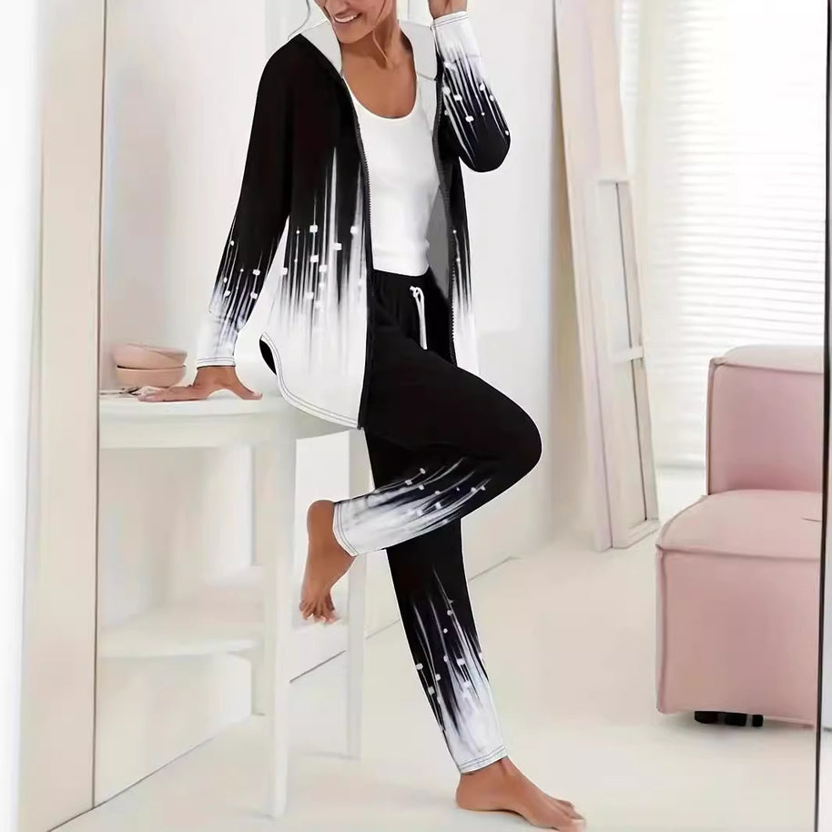 Damen Sportlicher Freizeitanzug mit moderne Farbverlauf-Details WW