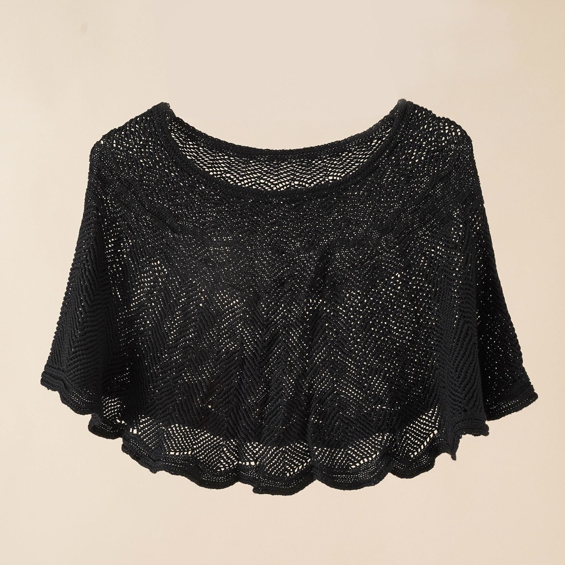 Damen luftiger Strickponcho im modernen Design WW