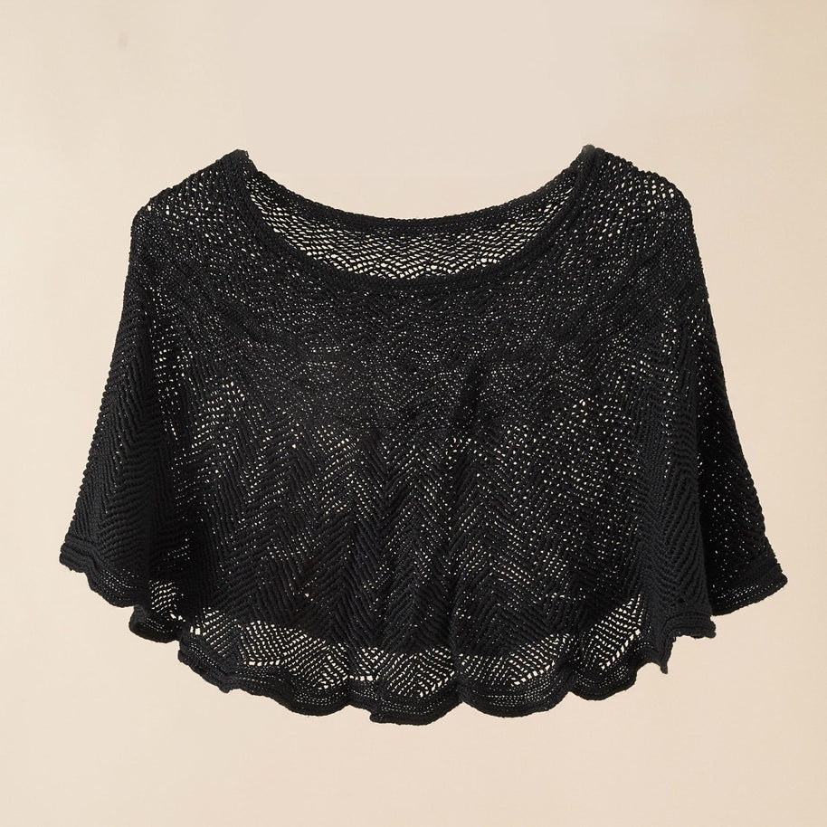Damen luftiger Strickponcho im modernen Design WW