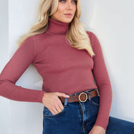 Damen Rollkragenpullover mit geripptem Design und lässigem Schnitt WW