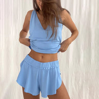 Damen Schlafset mit verstellbarem Bund und V-Ausschnitt WW