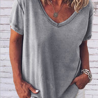 WW | Jada V-Ausschnitt Kurzarm Einfarbig T-Shirt