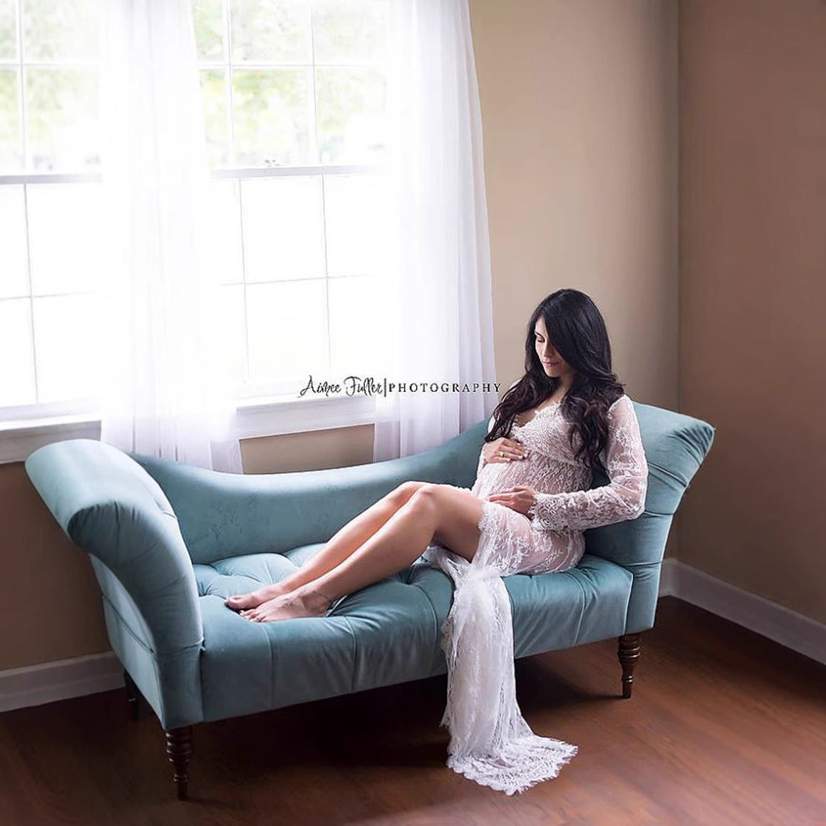 Damen Schwangerschaft Spitzen Kimono Robe WW