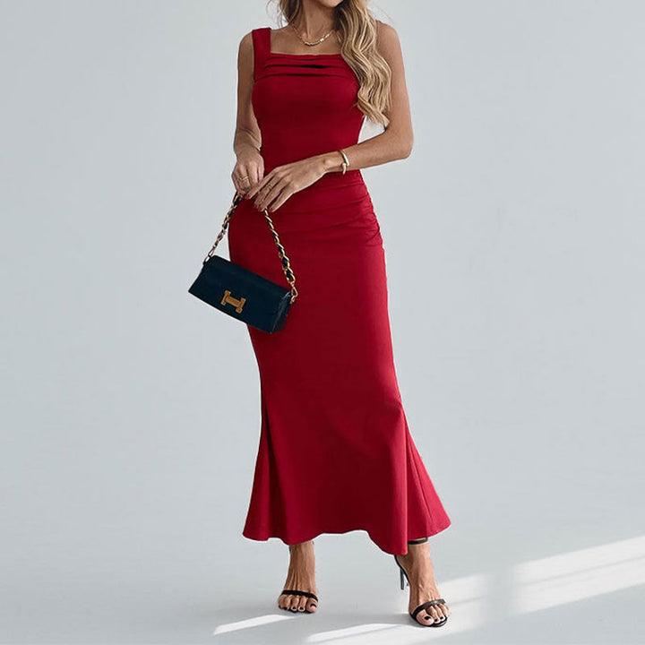 Damen Maxikleid mit figurbetontem Schnitt und elegantem U-Ausschnitt W&W Mode