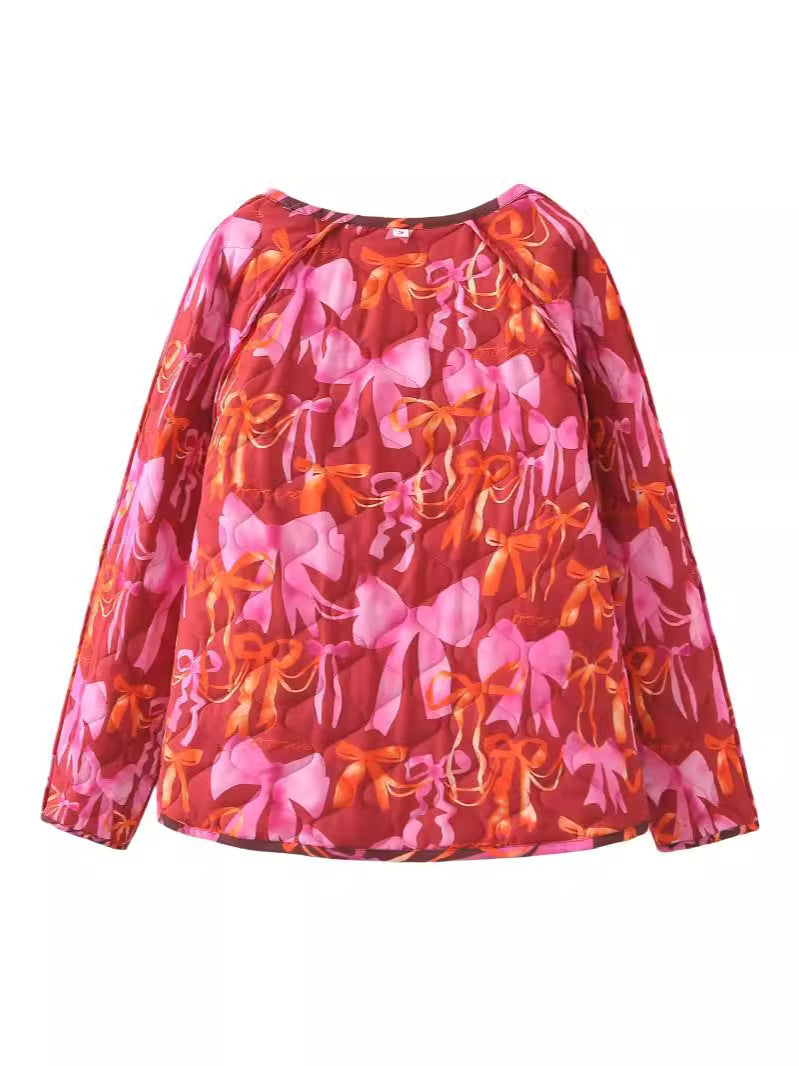 Damen Steppjacke mit verspieltem Schleifenmuster WW