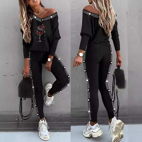 Damen Sportliches Set mit Glitzerakzenten WW