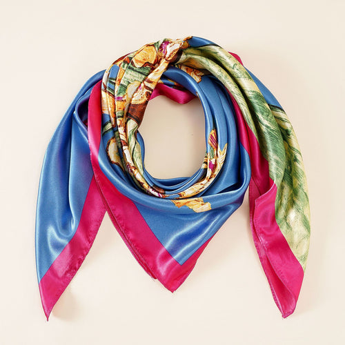 Damen Seidenschal mit kunstvollem floralem Design und luxuriösem Glanz WW