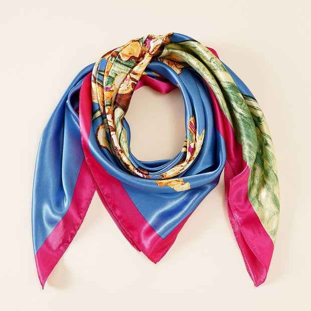 Damen Seidenschal mit kunstvollem floralem Design und luxuriösem Glanz WW