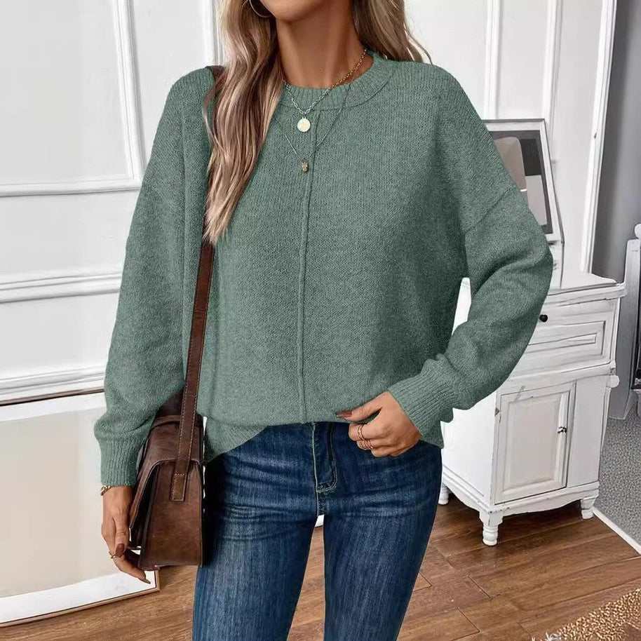 Damen Bequemer und stilvoller Oversized Pullover mit langen Ärmeln WW