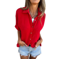 Damen modische Bluse mit ganzflächigem Knopfverschluss und legerem Schnitt