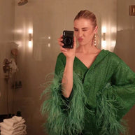 WW | Herbst Winter Feder Stehkragen Langarmoberteil und Hosen Set