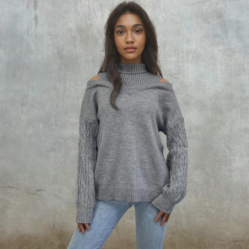 Damen Strickpullover mit schulterfreiem Design und modischem Oversized-Schnitt WW