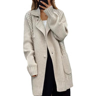 Damen Strickjacke mit taillierbarem Gürtel und strukturiertem Zopfmuster WW