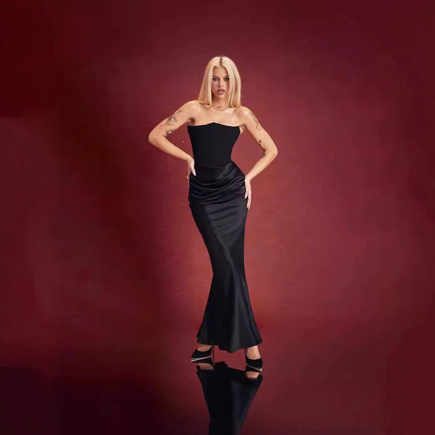 Damen elegantes, figurbetontes Abendkleid mit raffiniertem Taillendetail WW