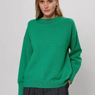 Damen Bequemer und eleganter Strickpullover mit überschnittenen Schultern und Rippenbündchen WW